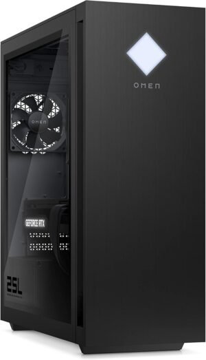 HP Omen 25L Gaming Desktop PC GT15-0014na | AMD Ryzen™ 7-5700G Processor | 16GB HyperX DDR4 RAM | 512GB SSD | AMD Radeon™ RX 6600XT GPU | Microsoft Windows 11 Home OS | Black