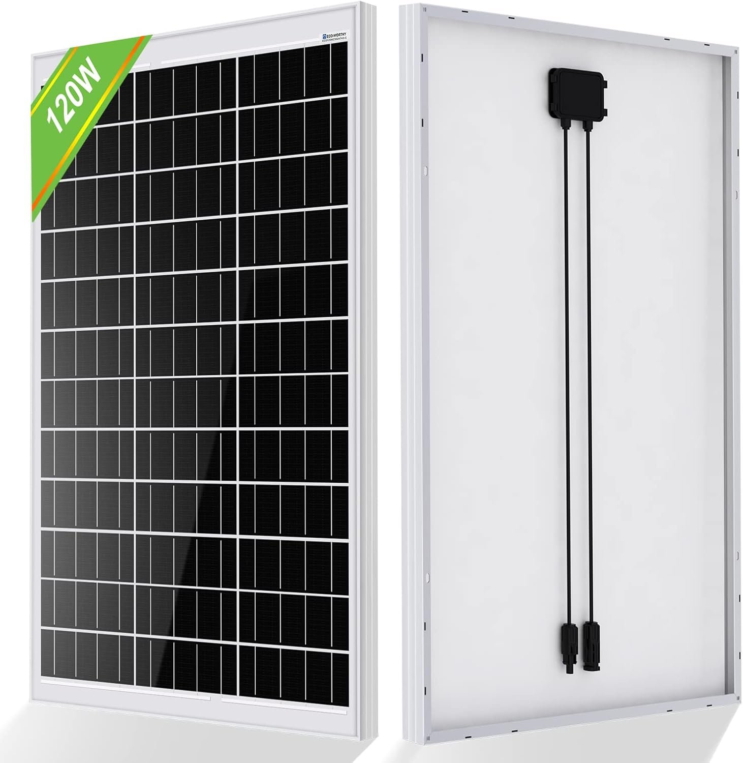 ECO-WORTHY 120 Watts Monocrystalline Solar Panel 12 Volts Applicable to Motorhome Caravan Camper Shed Boat Yacht Off Grid Solar System Backup Power