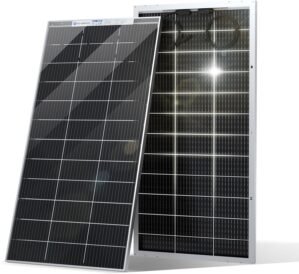 ECO-WORTHY Bifacial 195 Watt 12 Volt Solar Panel Monocrystalline Rigid High-Efficiency PV Module Power Charger for Sunsheds, Canopies, RVs, Farms and Other Off-Grid Applications