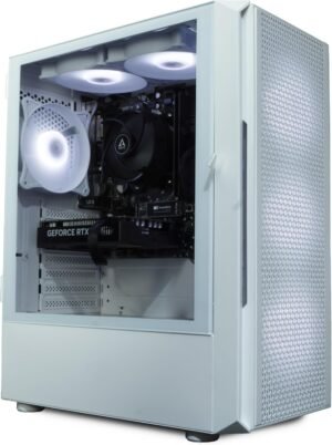 ionz Gaming PC, AMD Ryzen 5 5500, RTX 4060 8GB Graphics Card, 16GB RAM, 1TB SSD, Windows 11, 500W PSU, White KZ02AF
