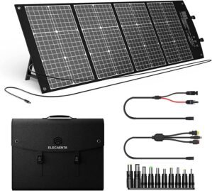 ELECAENTA 120W ETFE Solar Charger PD45W Type-C USB QC3.0 DC-XT60/Anderson Foldable Monocrystalline Solar Panel Kit for Portable Generator Power Station Van Smartphone Laptop with 10-in-1 DC Connector
