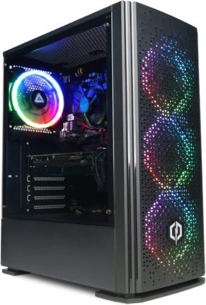 CyberpowerPC Wyvern Gaming PC – AMD Ryzen 5 4500, Nvidia RTX 4060 8GB, RAM 16GB, NVMe SSD 500GB, 650W 80+ PSU, WiFi, Windows 11, Blaze RGB