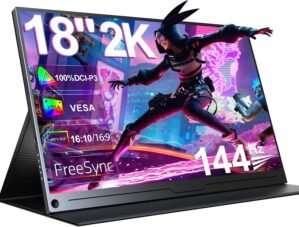 UPERFECT Gaming Monitor 144Hz 18 Inch Portable Monitor 2K 2560×1600 with Freesync/HDR/100% sRGB, Matte Monitor with IPS /16:10 /300Nit HDMI/Type-C, Extend Monitor for PC/Laptop/PS/Phone