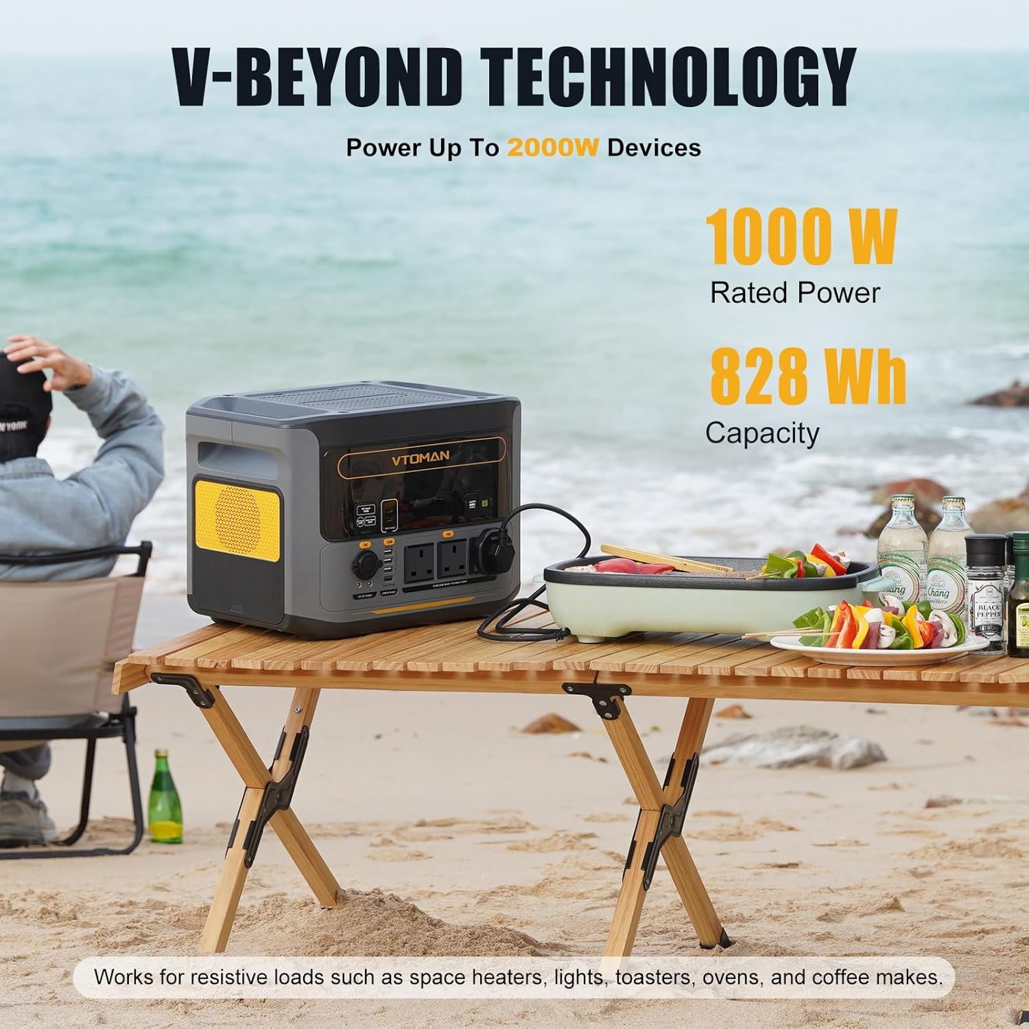 VTOMAN 1000W Solar Generator Kit with 200W Panel - 828Wh LiFePO4 Battery, Portable Power Station Expandable to 2376Wh, 0-80% in 1H Fast Charge, 100W USB-C for Camping, RV, Off-Grid, Emergency Backup - Image 7