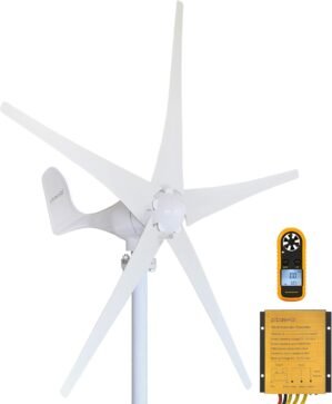 Pikasola Wind Turbine Generator Kit 400W 24V with 5 Blade, Wind Generator Kit with Charge Controller, Wind Power Generator for Marine, RV, Home, Windmill Generator Suit for Hybrid Solar Wind System