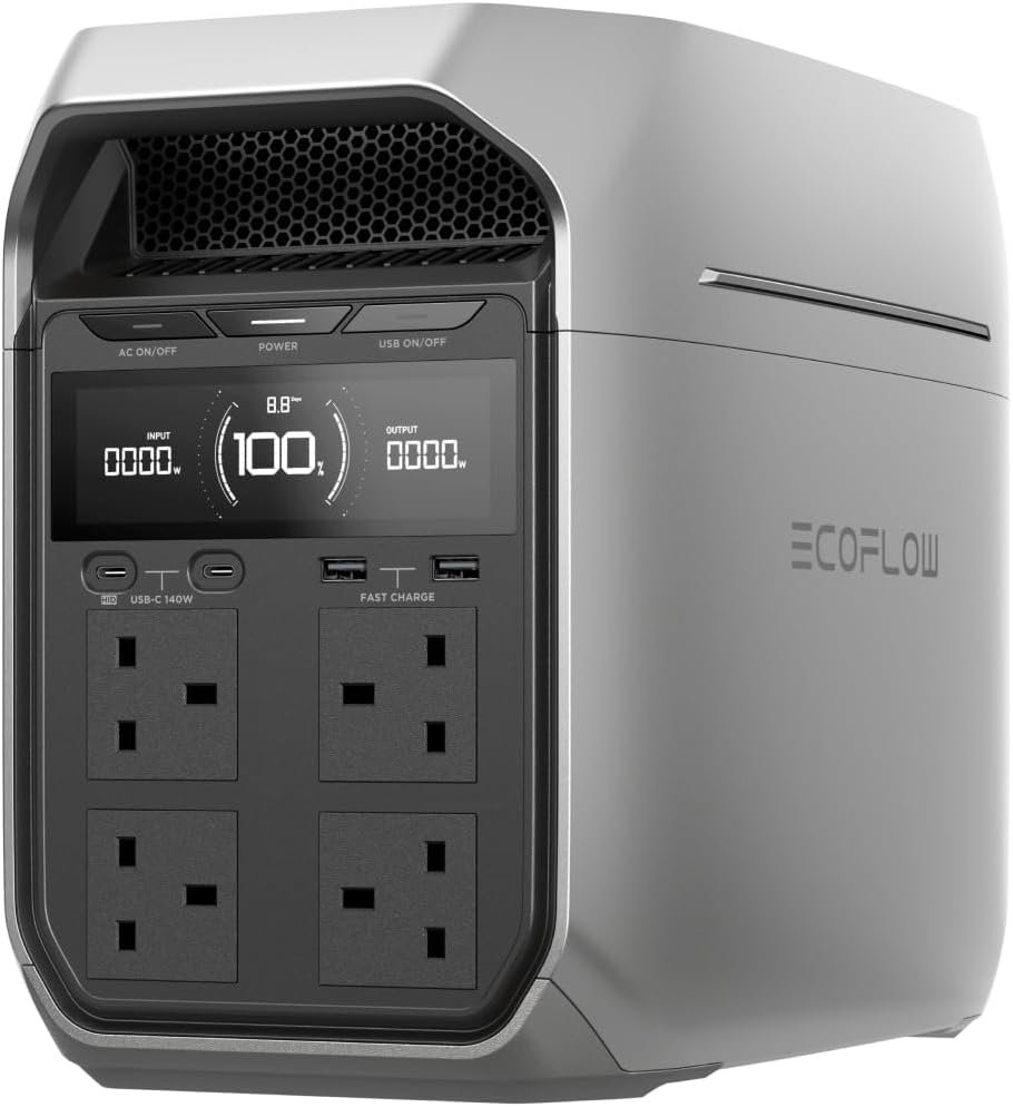 ECOFLOW Portable Power Station DELTA 3 Plus, 1024Wh LiFePO4 Battery, Fully Charges in 56 Minutes, 1800W Solar Generator, the product is unused, only part of the packaging is defective (Renewed)