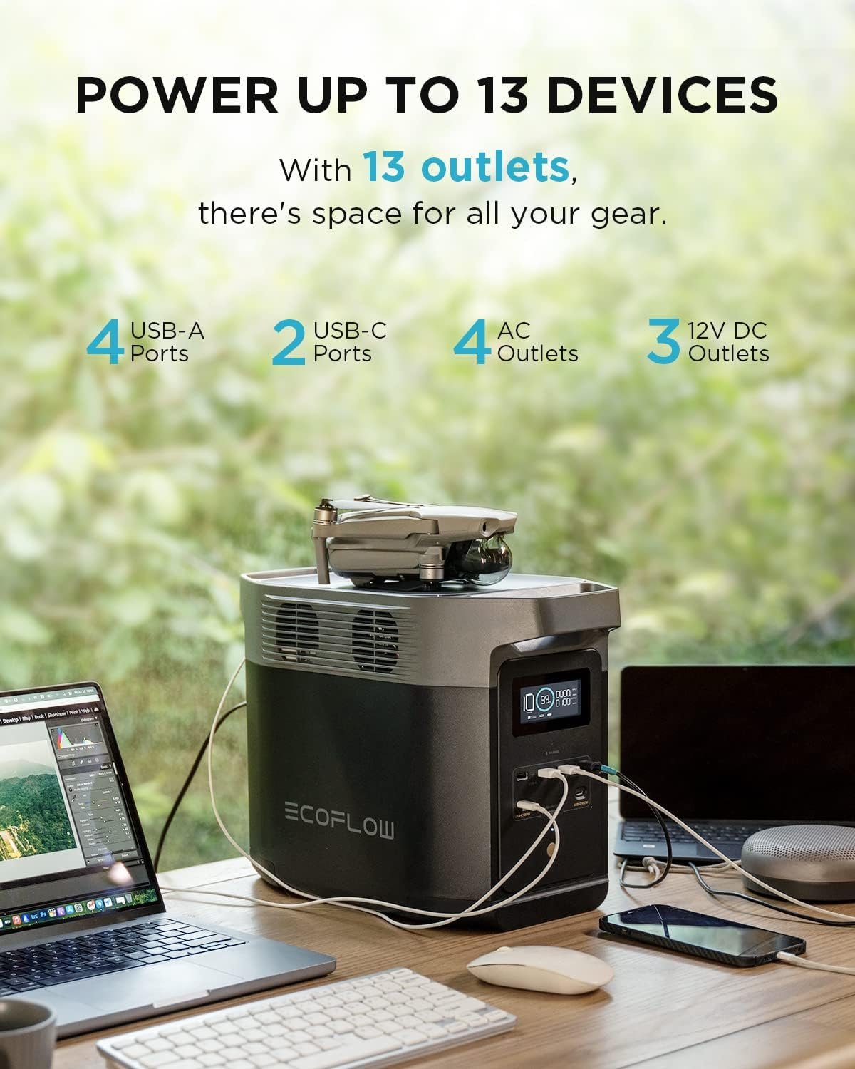 EF ECOFLOW EcoFlow DELTA 2 Portable Power Station with 1-3kWh Expandable Capacity, the product is unused, only part of the packaging is defective (Renewed) - Image 8