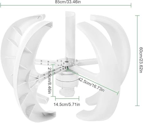 400W-1200W Vertical Wind Turbine Generator Kit, 5 Blades Wind Solar Hybrid System, Efficient 12V Motor for Home Use, High Performance Windmill with Controller and Lantern - Image 3