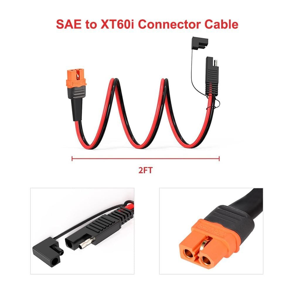 ELFCULB 10AWG 2FT SAE to XT60i Female Extension Cable with SAE Polarity Reverse Adapter for Portable Power Station, Solar Panel, Solar Generator (0.6M) - Image 6