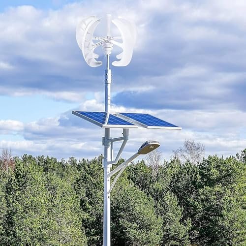 400W-1200W Vertical Wind Turbine Generator Kit, 5 Blades Wind Solar Hybrid System, Efficient 12V Motor for Home Use, High Performance Windmill with Controller and Lantern - Image 6