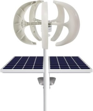 White Lantern Wind Generator 600W 12V IP67 Wind Turbine Generator 5 Blades Vertical Axis Wind Power System Wind And Solar Complementary Power Generation For Home Factory Use