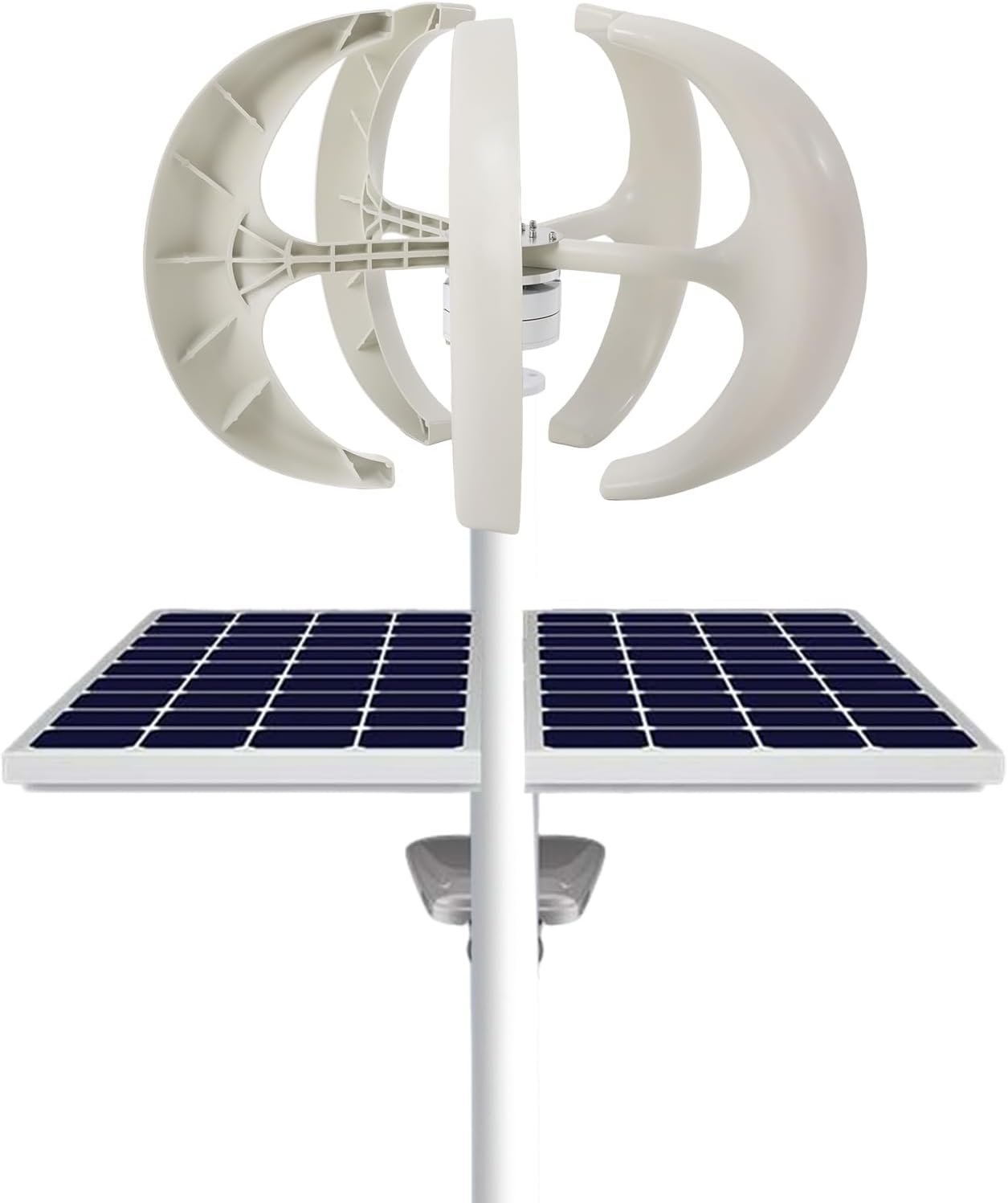 White Lantern Wind Generator 600W 12V IP67 Wind Turbine Generator 5 Blades Vertical Axis Wind Power System Wind And Solar Complementary Power Generation For Home Factory Use