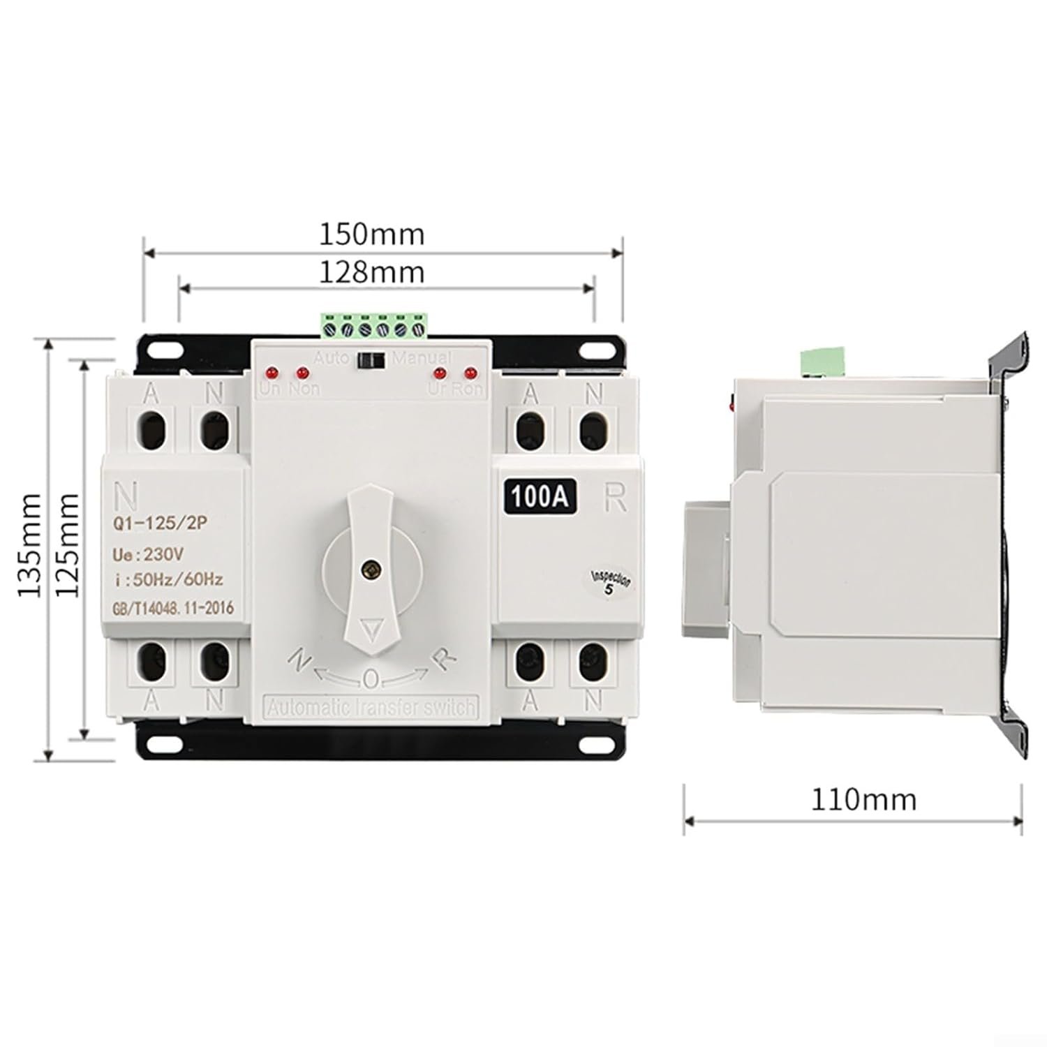 HomeVortex Automatic Transfer Switch 2P/4P Three-Phase Dual Power Electrical Diverter with Millisecond Time for Solar Panels Generator (2P100A) - Image 2