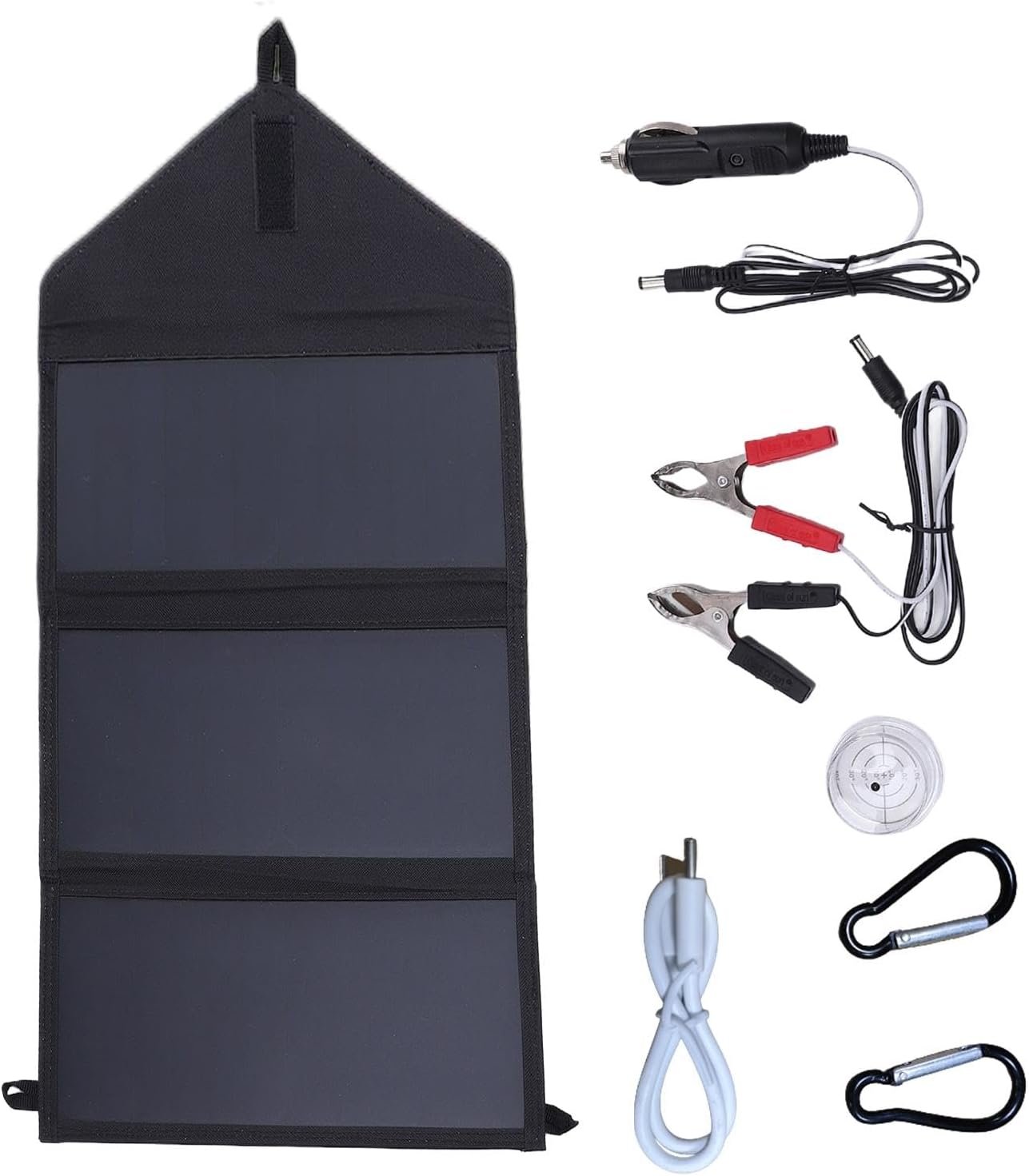 Solar Charger, Tri-Fold Portable 100W Solar Battery Generator Panel 58x29cm, Double USB Power Bank for Laptops, Smartphones, Ideal Fishing, Road Trips and Outdoor Adventures