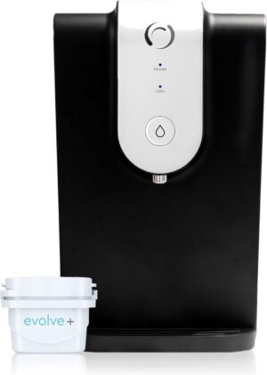 Aqua Optima Lumi Chilled Filtered Water Dispenser – Reduces Limescale, Microplastics, Chlorine & Lead with the Evolve+ Water Filter Cartridge – Countertop 8.2L Cooler for Home & Office