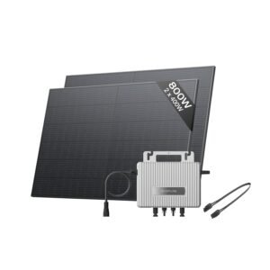 ECOFLOW STREAM Balcony Solar System, 800W Micro Inverter, 2 × 400W PV Solar Panels, Smart Grid-Feed Inverter with Wi-Fi & App Control for Balcony, Garden, Roof & Vertical Walls