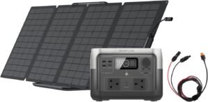 ECOFLOW Portable Power Station RIVER 2 MAX &110W Solar Panel, 512Wh LiFeP04 Battery|1 Hour Fast Charging, Up To 1000W Output, Solar Generator for Outdoor Camping/RVs/Home Use
