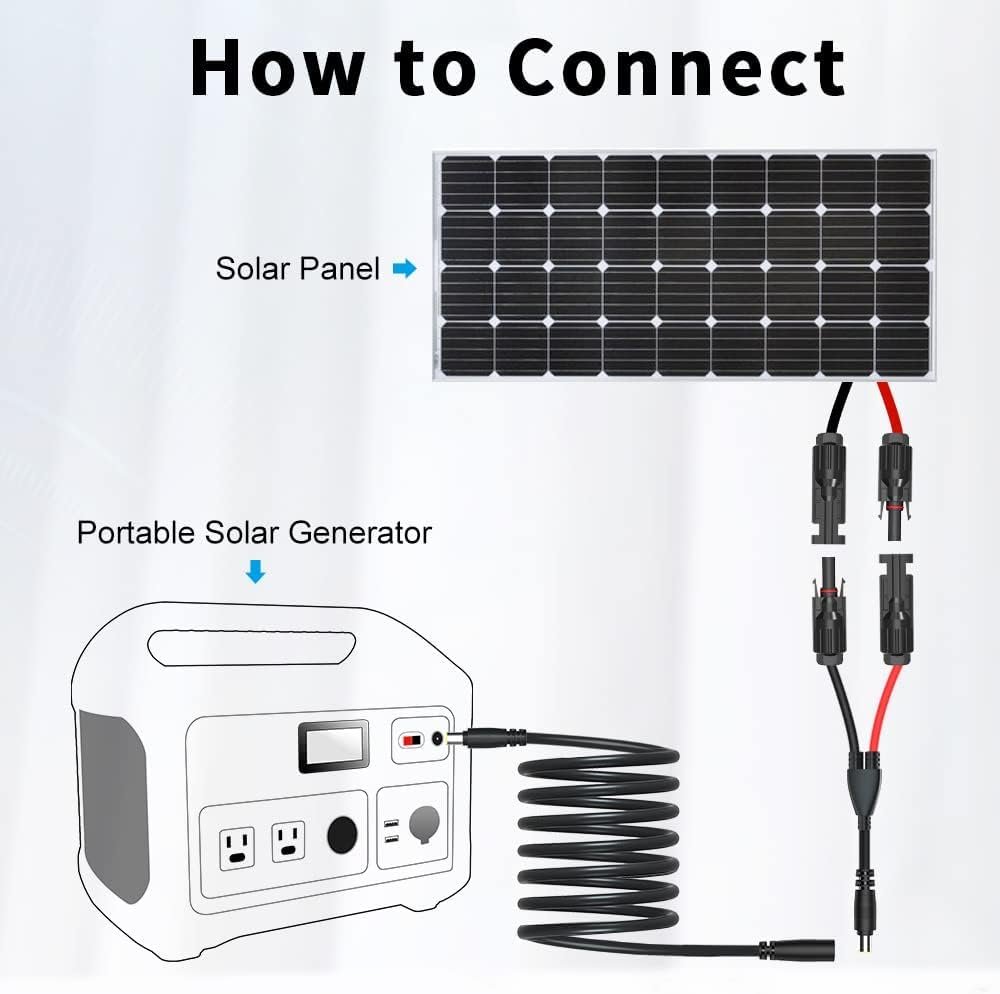 Solar Panel Extension Cable, HKY 10feet 8mm Extension Cable Female to Male Connector Power Plug for GZ Yeti Jackery 160/240/500/1000 Power Station Explorer Generator to SolarSaga 60W 100W Solar Panel - Image 7