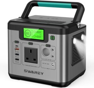 SWAREY Portable Power Station, 518Wh Power Staion with 500W(Surge 1000W) AC Outlet, PD 65W USB-C Port, Solar Generator for Outdoors Camping Travel Fishing RV