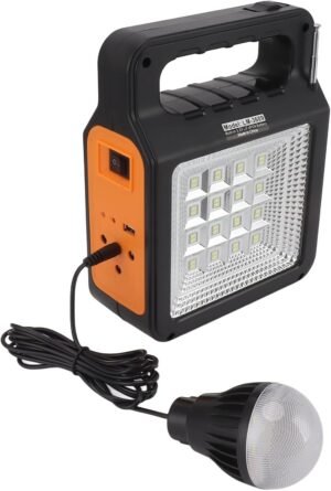 Gsycle Solar Power Bank, 6000mAh Bright Headlight Panel Light 3 Bulbs Portable Handle Solar Generator Power Station for Camping Travel