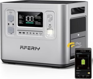 AFERIY 2400W Portable Power Station, 2048Wh Solar Generator Control Via App, LiFePO4 Battery Quick Charge in 1.5H, 240V AC Outlets, 13 Outputs for Home Emergency/Camping/RV