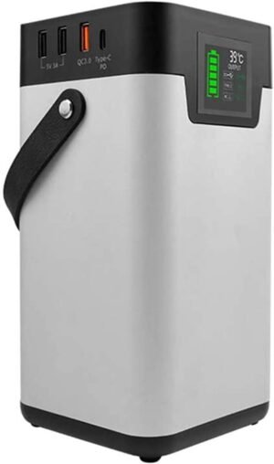 54600mAh Portable Power Station 200W Solar Generator Pure Sine Wave UPS Power Supply LED Flashlight AC/DC/USB/QC 3.0/Type-C Output for Outdoor Camping Home Emergency