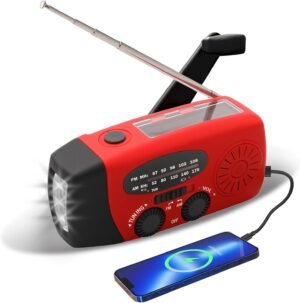 Wind Up Solar Radio Battery Torch Solar Charging Emergency Portable Hand Crank Radio 3-LED Flashlight Torch/AM/FM/Weather 600mAh Rechargeable USB Power Bank for Household Camping Outdoor Hiking Travel