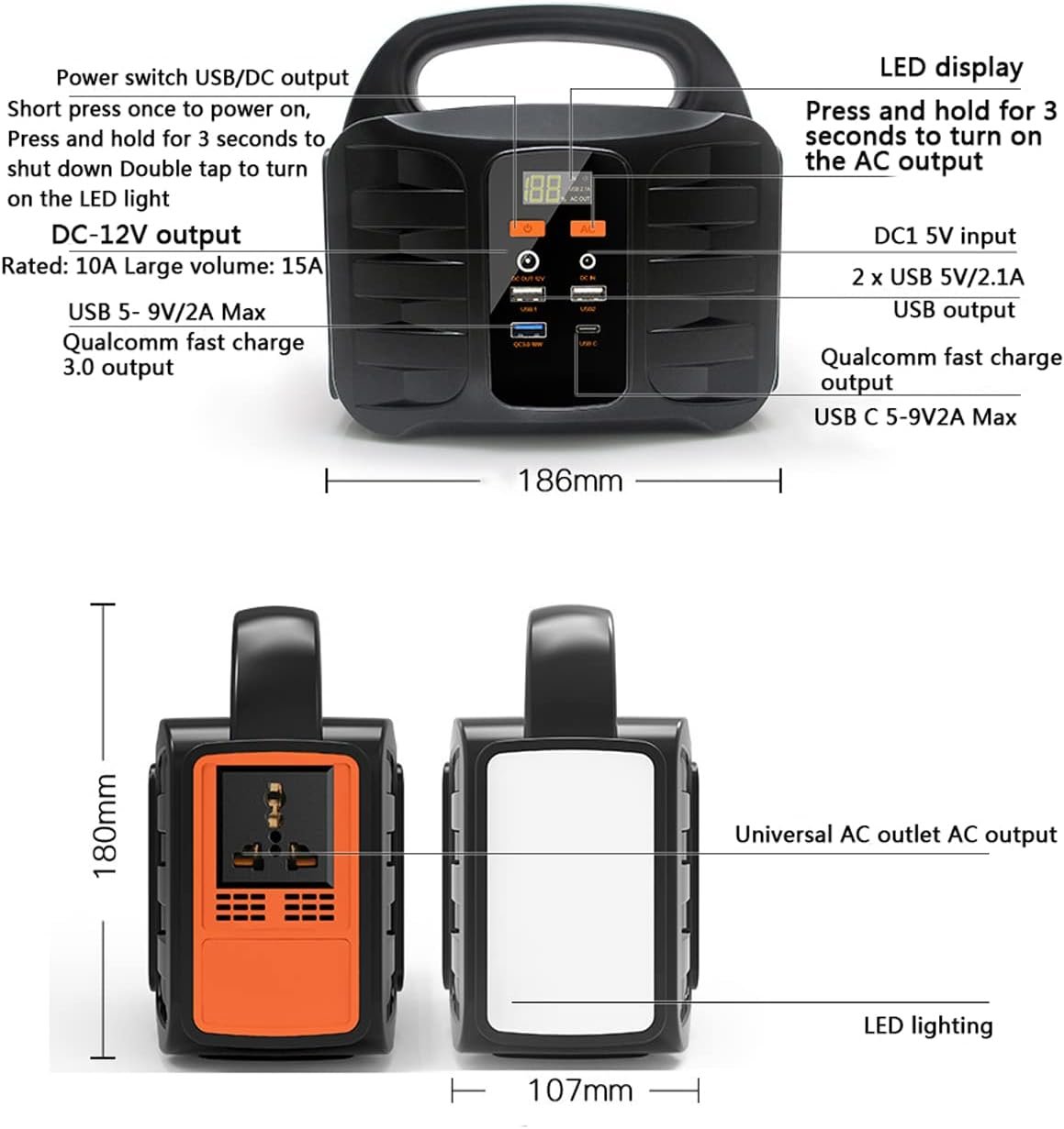 Solar Generator Portable Power Station 150W 80000mAh Emergency Power Supply for Home, Camping, RV Trips, and Outdoor Adventures - Image 2