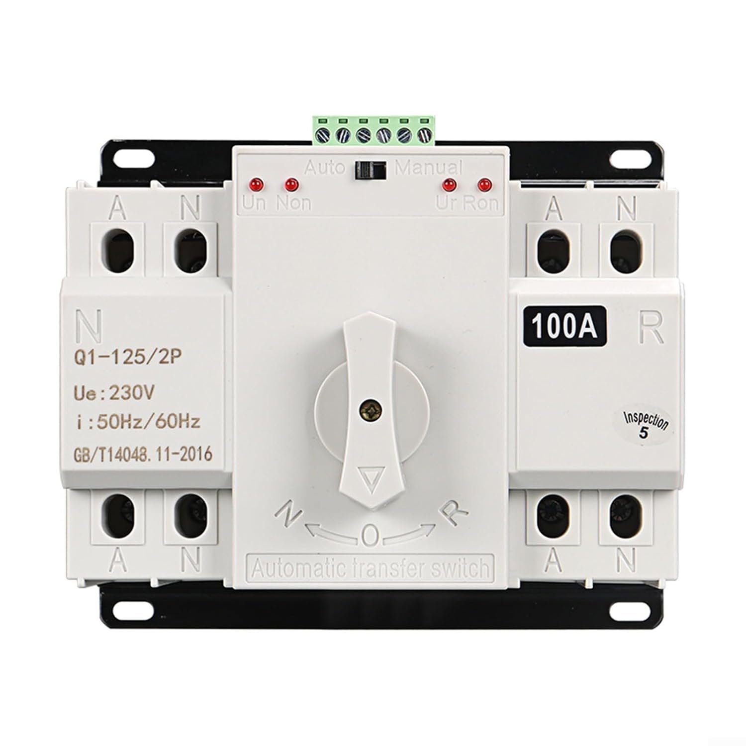 HomeVortex Automatic Transfer Switch 2P/4P Three-Phase Dual Power Electrical Diverter with Millisecond Time for Solar Panels Generator (2P100A)
