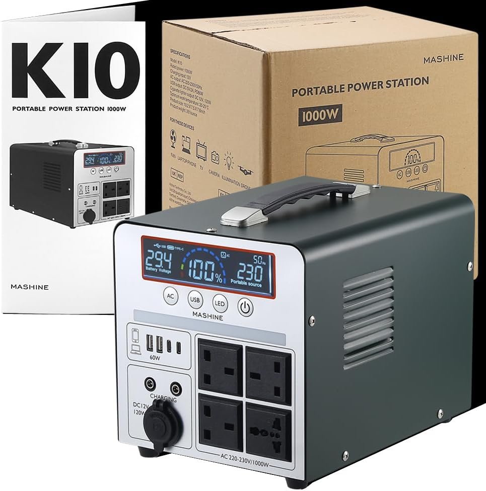 Power Station 1000W/666Wh, Mashine Portable Rechargeable Generator Inverter for Camping, RVs, Drones, Outdoor Lighting, with 4 AC Outlets and 4 USB Ports - Image 6