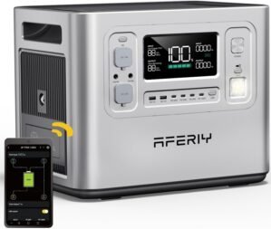 AFERIY 2400W 2048Wh Portable Power Station,13 Outputs Solar Generator Control Via App, LiFePO4 Battery Quick Charge in 1.5H, 240V AC Outlets for Home Emergency/Camping/RV, P210,Silver