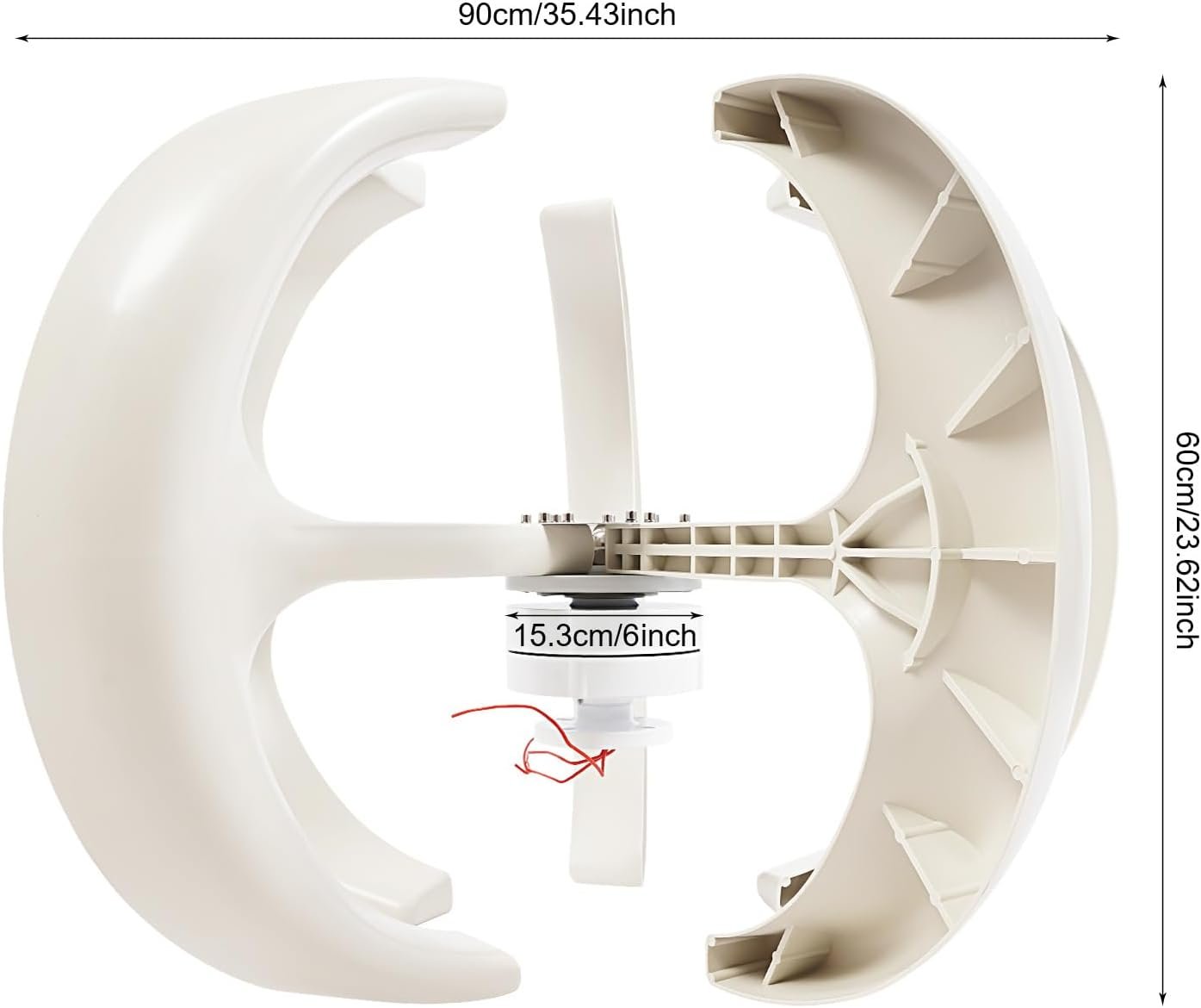White Lantern Wind Generator 600W 12V IP67 Wind Turbine Generator 5 Blades Vertical Axis Wind Power System Wind And Solar Complementary Power Generation For Home Factory Use - Image 8