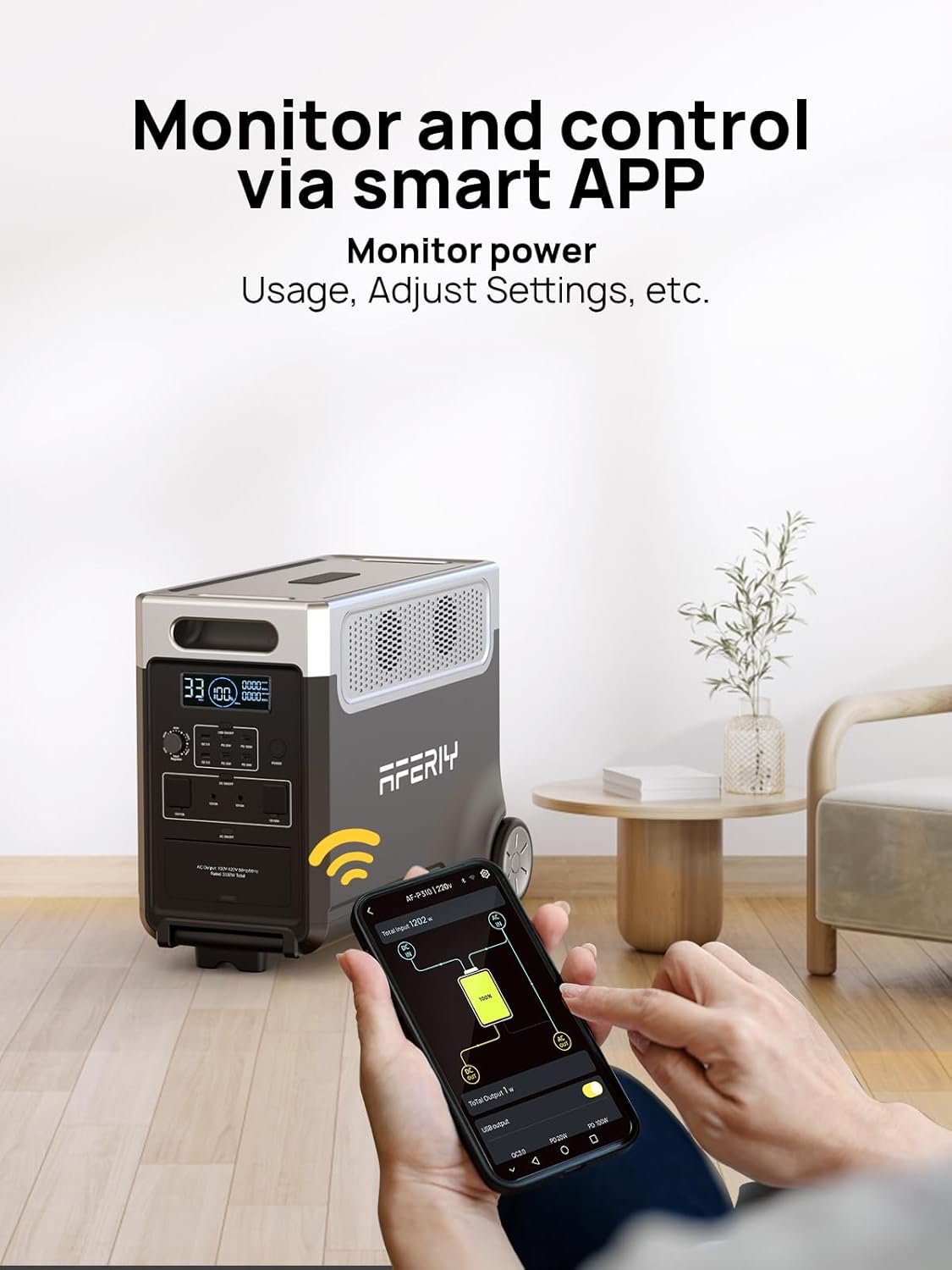 AFERIY Portable Power Station 3600W with 400W Portable Solar Panel, Expandable Capacity up to 11520Wh, Portable Power Station 3840Wh LiFePO4, Silent Solar Generator for Home Backup, Camping, Off-Gird - Image 5