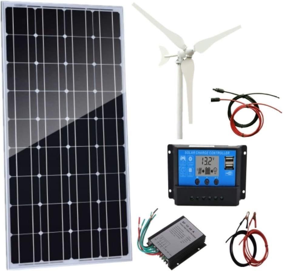 AADDFDD 200W(220W) Wind & Solar Kit/Hybrid System kit: 100W Turbine Generator 120W Monocrystalline Panel +Wind Controller+Solar Charge Controller+Accessories