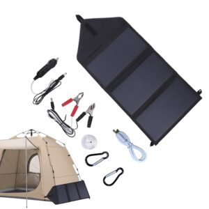 100W Tri-Fold Solar Panel Charger, Portable Foldable Solar Generator with USB Outputs and DC Port, Outdoor Power Bank for Laptop Smartphone Tablet RV Camping Hiking Use