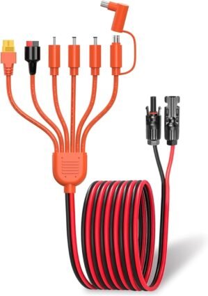 Leehitech 2M/6.56FT 7 in 1 Solar Panel Cable, 16AWG Universal Solar Plug to Anderson/XT60/DC7909/DC5521/DC8020/DC35135/DC6530 Connectors for Solar Panel, Portable Power Station, Solar Generator