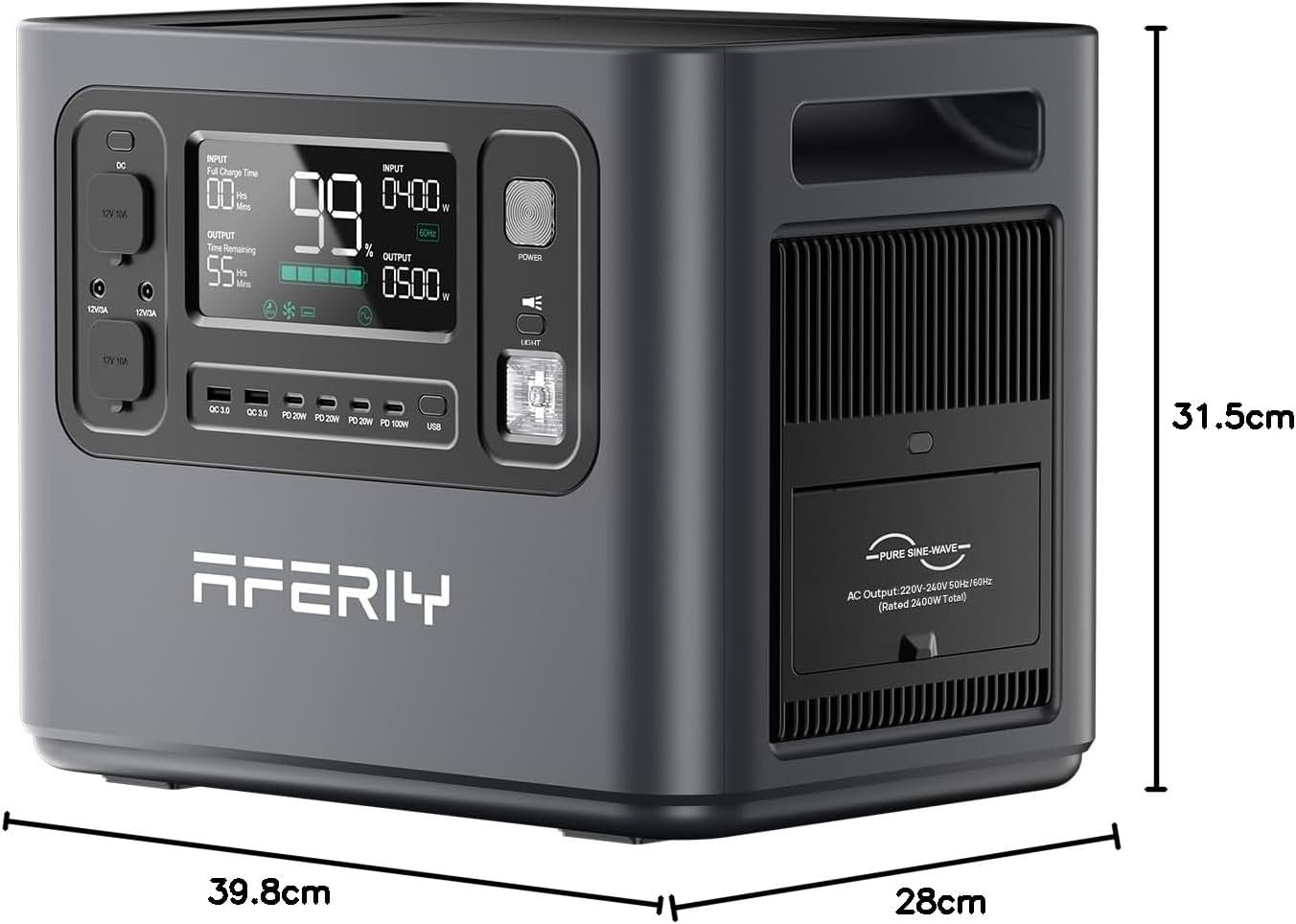 AFERIY Portable Power Station 2400W, 2048Wh Power Station LiFePO4 Backup Battery, Quick Charge in 1.5H, 240V AC Outlets, UPS, Solar Generator, Electric Generator for RV/Camping/Home, 7-Year Warranty - Image 10