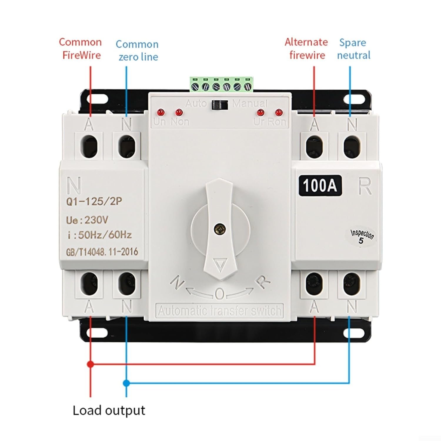 HomeVortex Automatic Transfer Switch 2P/4P Three-Phase Dual Power Electrical Diverter with Millisecond Time for Solar Panels Generator (2P100A) - Image 4