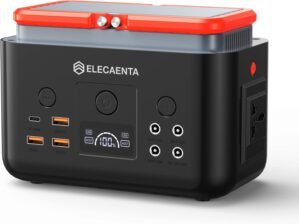 ELECAENTA Portable Power Station, 200Wh LiFePO4 Battery 6x Lifespan, AC200W (Peak 400W) Pure Sine Wave, Ultra-Light 2KG, Solar Generator for Outdoor Camping RVs Home Use