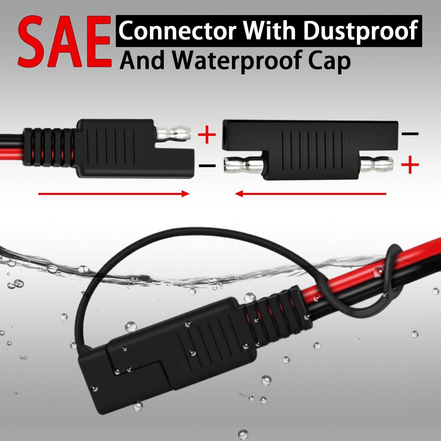 COMeap SAE to DC8mm Male Adapter for Jackery Solar Panel, with Polarity Reverse Adapter and DC7909 to DC5525/DC8020 Converter for Explorer/GZ Portable Power Station Solar Generator 14AWG 6FT(1.8M) - Image 2