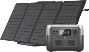 ECOFLOW Portable Power Station RIVER 2 MAX &110W Solar Panel, 512Wh LiFeP04 Battery, 1 Hour Fast Charging, Up To 1000W Output, Solar Generator for Outdoor Camping/RVs/Home Use