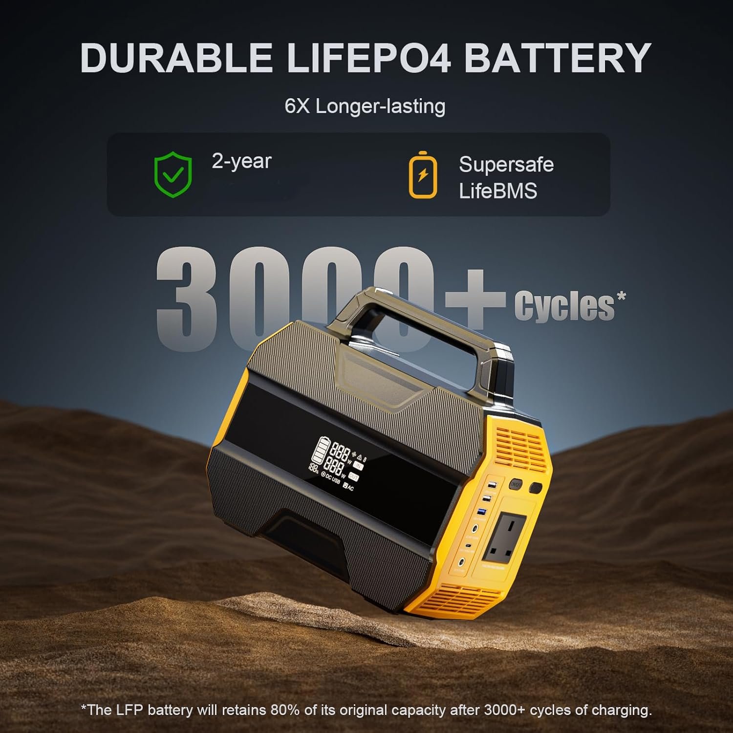 VTOMAN FlashSpeed 300 Portable Power Station Up to 600W Output, 230Wh Solar Generator with LiFePO4 Battery, Fast Charging 100W USB-C, 3000 Cycles, 6 Outlets for Home, Camping, RV, Fishing - Image 3