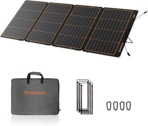 FlexSolar 240W Portable Solar Panel, DC Output IP68 Waterproof Foldable Solar Chargers ETFE Panels Power Emergency Camping Home RV for Solar Generators Power Station