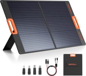 GRECELL 100W Solar Panel for Power Station Generator, 20V Portable Foldable Solar Cell Solar Charger with MC-10 High-Efficiency Battery, Solar Charger Charger for Outdoor Camping RV Hiking