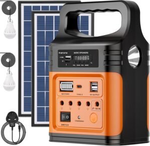 Upgrade-Vclpower 20000mAh DC Power Bank Station with Solar Panels,12V/9V Output Fast Charging Portable Power Station for Home Emergency Outdoor Camping(Oranger)