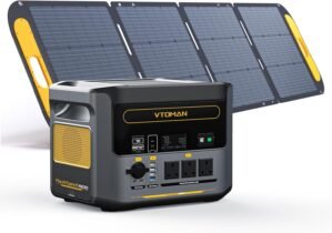 VTOMAN FlashSpeed 1500 Power Station with 200W Pro Solar Panel, 1500W/1548Wh LiFePO4 Battery Solar Generator with 230V AC Output/Input, 100W USB Port, Full Charge within 1H for Camping, Home Backup