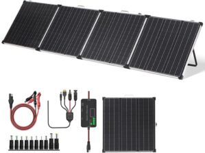Panana 220W Foldable Solar Panel, 18V Portable Monocrystalline Solar Suitcase with SAE Connector Kit, Charge Controller, Mount Bracket for Off Grid Camping Car RV Marine Boat Battery (220W)