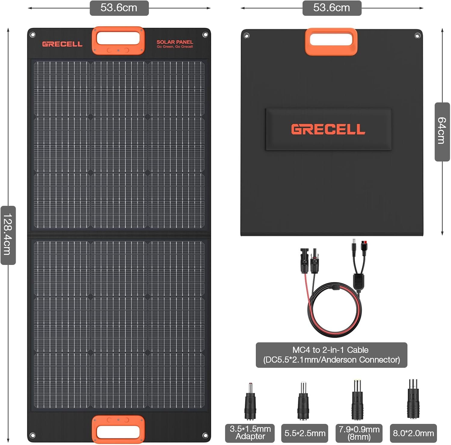 GRECELL 100W Solar Panel for Power Station Generator, 20V Portable Foldable Solar Cell Solar Charger with MC-10 High-Efficiency Battery, Solar Charger Charger for Outdoor Camping RV Hiking - Image 8