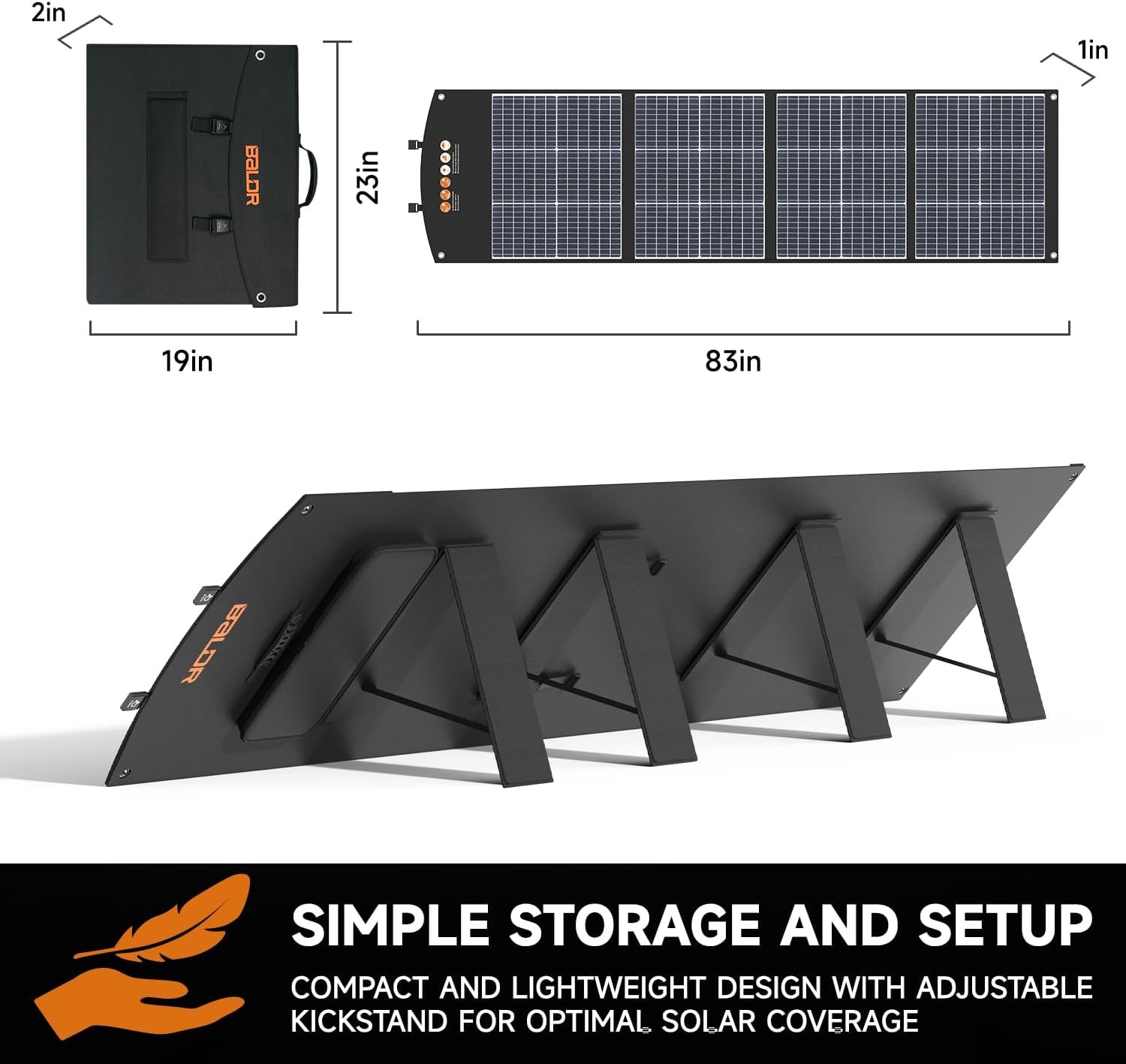 BALDR Solar Panels 200W Monocrystalline Portable Folding Solar Charger for Solar Generators and Portable Power Stations,Solar Panel Kit for Camping, Off Grid Living - Image 5