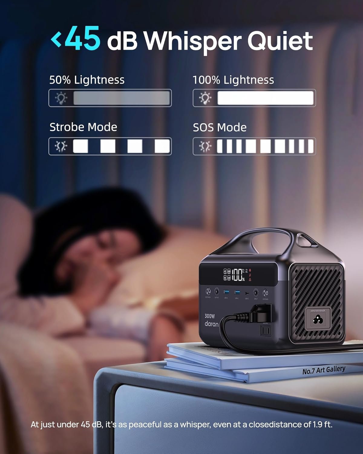 DaranEner - Portable Power Station, 192Wh LiFePO4 Battery with 2 x 300W AC Outlets, 5lb Ultra Light Power Bank Station, Solar Generator for Outdoor Camping - Image 7